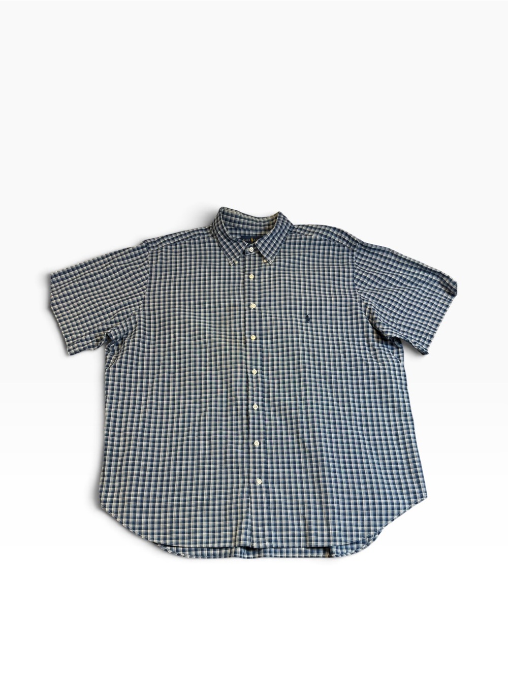 Polo Ralph Lauren Gingham Button Down Shirt Blue White Men's 2XB XXL Big